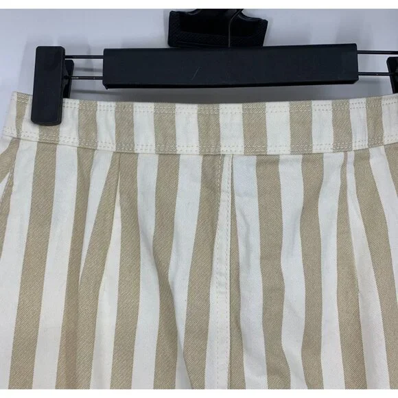 Old Navy Skirt Beige Tan Stripe A Line Pocket Mini Button Front - Picture 7 of 9